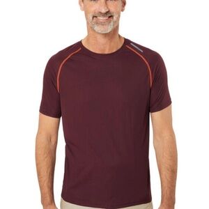 Men's Maroon Athletic T-Shirt with Orange Accents